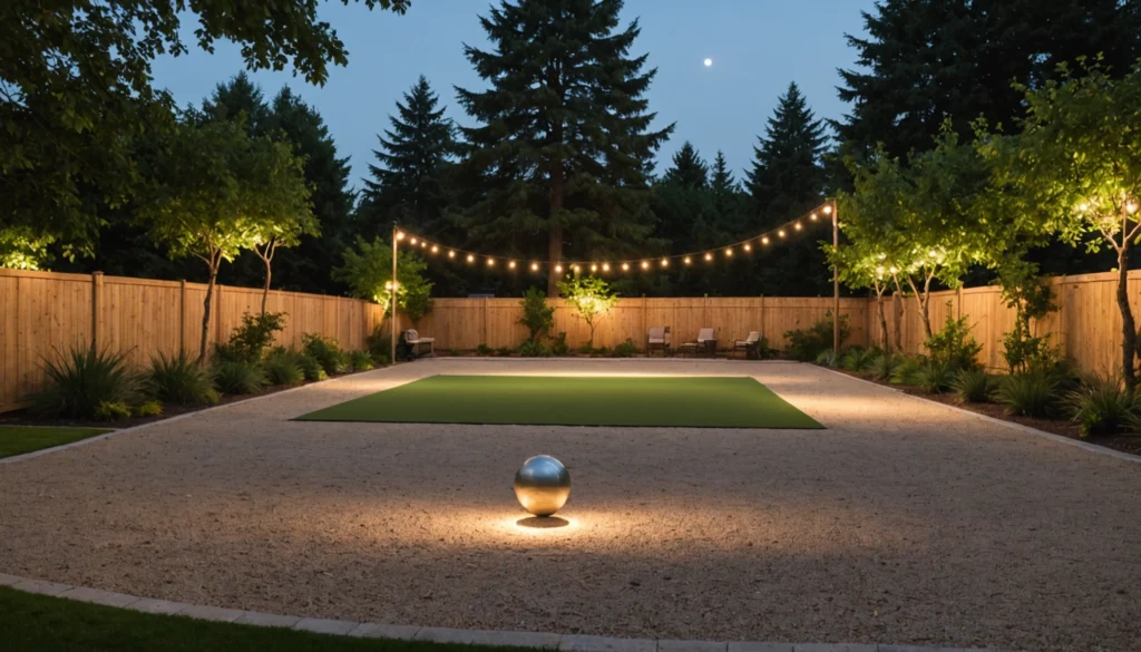 terrain de petanque éclairé