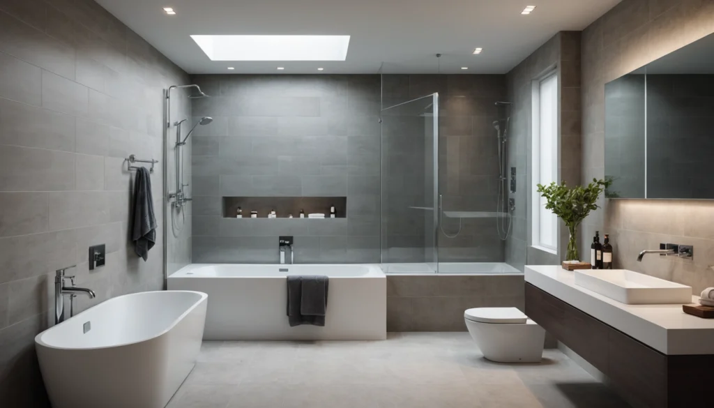 petite salle de bain avec douche et baignoire